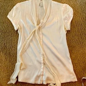 Cream tie front blouse
